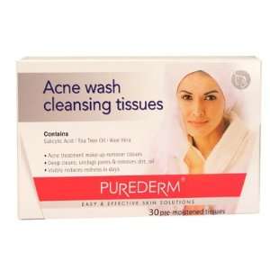  PureDerm Acne Wash Cleansing Tissues 30 sheets Beauty