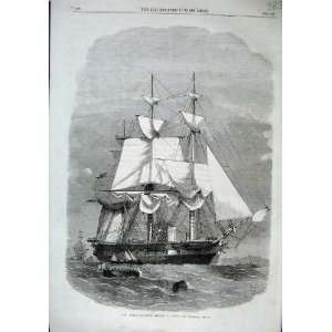  1863 H.M. Steam Corvette Racoon Guns Sailing Ship Boat 
