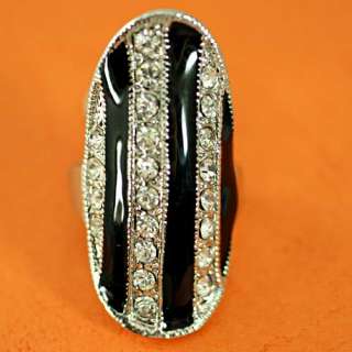 Lady Flat Oval Engagement 18K GP Gemstone Zirconia CZ Ring Rings 