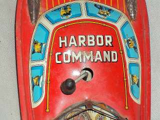   ATOM SPEED BOAT HARBOUR COMMAND TINPLATE TOY JAPAN C1950S  