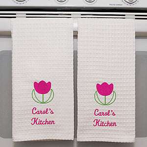    Spring Tulip Personalized Hand Towels 