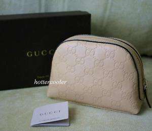   Guccissima Leather Zip Around Travel Case/Cosmetic Bag Clutch Beige