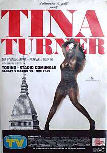 TINA TURNER ITALIAN FAREWELL 1990 TOUR CONCERT POSTER  