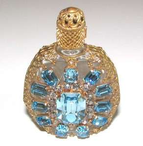 Vintage Austria Turquoise Jeweled Filagree Purse Bottle  