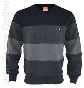 New Nike Mens Fleece Lined Black Striped Sweatshirt Jumper Top Sizes S 