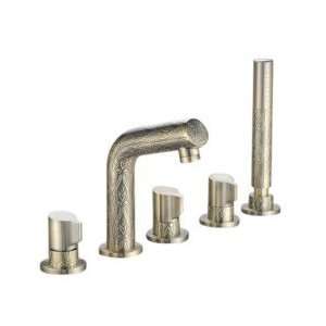  Luxury Antique Brass Widespread Tub Faucet with Hand Shower 