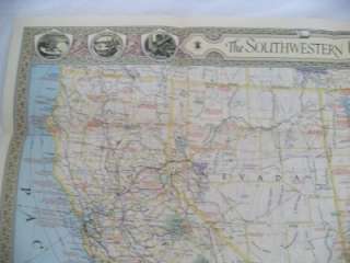   National GEOGRAPHIC SouthWestern United States map 1940 south west