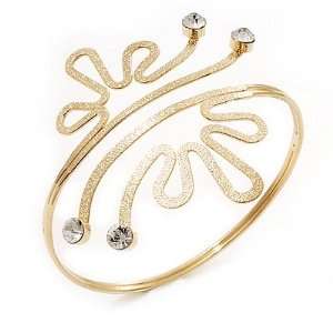   Textured Diamante Crown Upper Arm Bracelet   Adjustable Jewelry