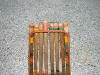 Vintage Wooden Croquet Game Set w/Caddy  