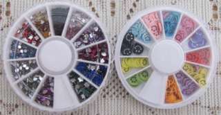 10 Mixed Wheel Nail Art Tip Rhinestone Slice Decoration  