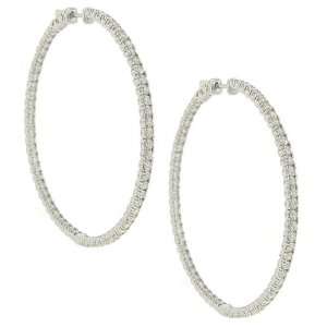  Ladies 57mm Round 4 prong Diamond Hoop Earrings 4.98ct 
