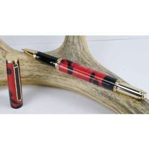 Red Magma Acrylic Artisan Pen With a Gold Finish
