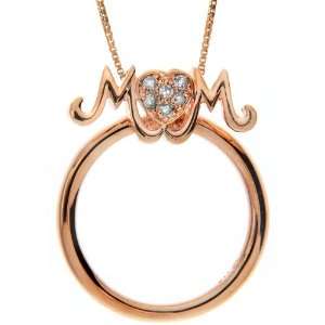 Pink Gold Plated Sterling Silver Diamond Mom Two in One Pendant and 