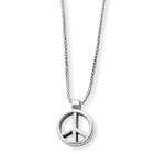 VistaBella 925 Sterling Silver Peace Sign Rope Chain Necklace