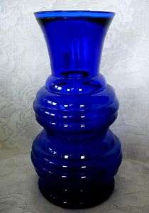 Unusual Vintage Cobalt Blue Glass Vase Made in USA MINT  