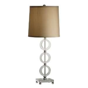   Table Lamp, Polished Nickel Finish with River Rock Brown Linen Shade