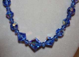 Spectacular Unsigned VENDOME Blue Crystal Necklace & Earring Set 