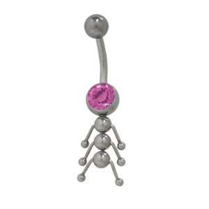  Catarpillar Belly Button Ring with Purple Cz Jewel 