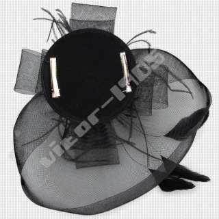 black feather hair clip mini top hat
