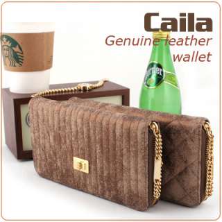   KOREA]Women Genuine leather zip around CAILA long quilted wallet purse