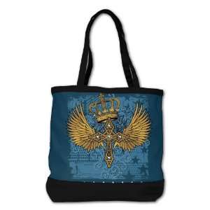   Bag Purse (2 Sided) Black Angel Winged Crown Cross 
