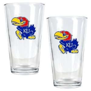    Kansas Jayhawks KU Set of 2 Beer Glasses