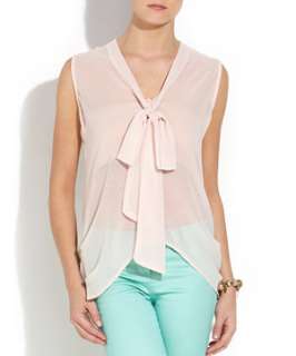 Shell Pink (Pink) Cameo Rose Shell Pink Tie Front Top  256783872 