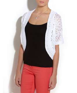 White (White) White Pointelle Shrug  252812310  New Look