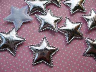 80 Padded Shinny Star Appliques/Kids/Baby/Trims Silver  