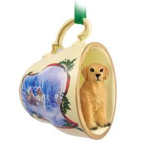   Golden Retriever Christmas Ornament Sleigh Ride Tea Cup