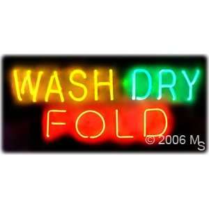 Neon Sign   Wash Dry Fold   Large 13 x 32  Grocery 