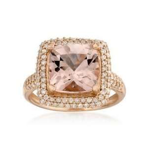   90ct Morganite, .50ct t.w. Diamond Ring In 18kt Over Sterling Jewelry
