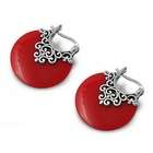   Silver   Stone Silver Earrings with Stone   Coral   Height 23 mm