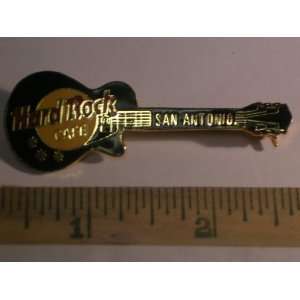   Rock Cafe Guitar Pin, Black, Yellow & Gold, San Antonio Guitar HRC Pin