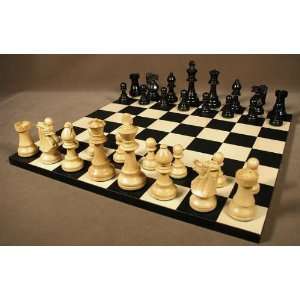    Black Boxwood French Knight Wooden Chess Set 