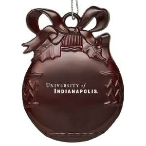 University of Indianapolis   Pewter Christmas Tree Ornament   Burgundy