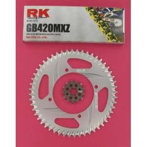  RK Chain and Sprocket Kit with Gold Chain , Color Gold 