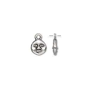 Antique Silver Plated Pewter Moon Face Drop Charms  