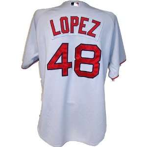  Javier Lopez #48 2008 Red Sox End of Season Game Used Road 