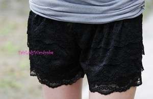 Japan Tiered Layer Lace Bow Bloomer Slip Shorts Black  