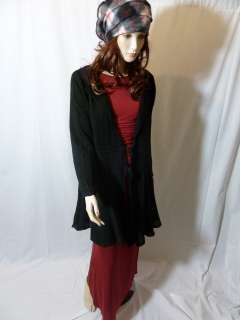 Zuza Bart lagenlook black linen fine knitted asymmetric jacket  
