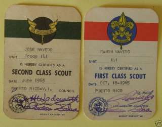 Boy Scouts Certified Rank Second First Puerto Rico 60s  
