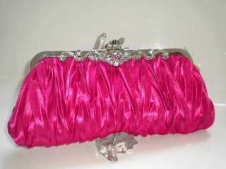 NEW* Deep Pink Pleated Line Evening Clutch Handbag  