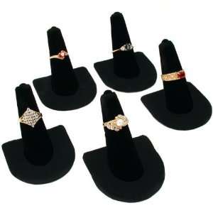  5 Black Velvet Ring Finger Jewelry Holder Showcase Display 