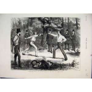   Parisian Duel Men Fighting Bois De Boulogne 1874 Sword