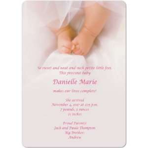  Pink Toes Magnet Large Birth Announcements Baby