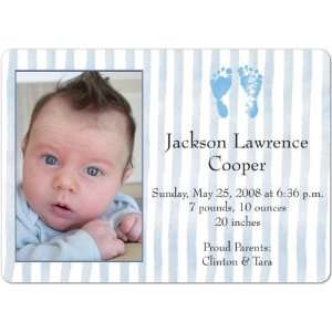    Two Blue Feet Magnet Large Birth Announcements 