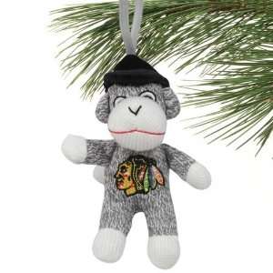  Chicago Blackhawks Plush Sock Monkey Ornament Sports 