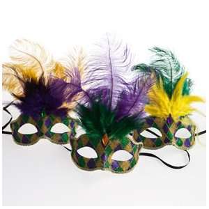  Mardi Gras Glitter Venetian Feather Mask Toys & Games