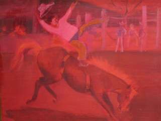   AMERICAN LIKAN COWBOY RODEO HORSE TX PAINTING LISTED ARTIST  